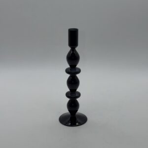 Свічник скляний, чорний, високий, 25,5см