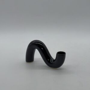 Свічник хвилька, чорний, скляний, 15см